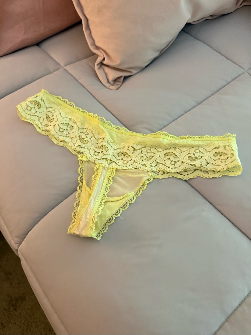 Victoria's Secret Neon Yellow Lace Thong